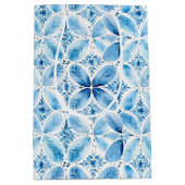 Blauw Witte Batik Bloemige Bruidsdouche Medium Cadeauzakje (Voorkant)