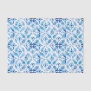 Blauw Witte Batik Bloemige Bruiloftsdouche Tissuepapier