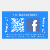 Blauw witte bedrijfsnaam qr code Facebook Rechthoekige Sticker (Voorkant)