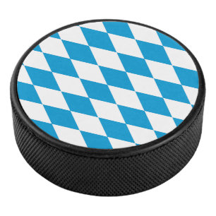 Blauw-witte Beierse Diamant Vlag Patroon Hockey Puck