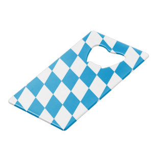 Blauw-witte Beierse Diamant Vlag Patroon Kredietkaart Flessenopener