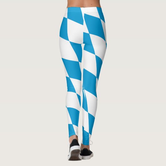 Blauw-witte Beierse Diamant Vlag Patroon Leggings (Achterkant)
