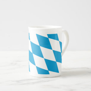 Blauw-witte Beierse Diamant Vlag Patroon Porselein Kop