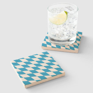 Blauw-witte Beierse Diamant Vlag Patroon Stenen Onderzetter