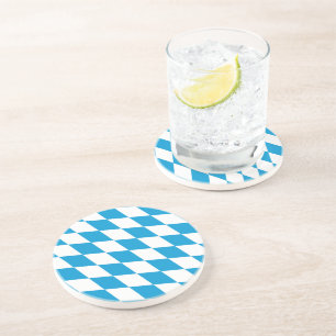 Blauw-witte Beierse Diamant Vlag Patroon Zandsteen Onderzetter