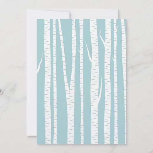 Blauw Witte Berk Bomen bruiloft Kaart (Achterkant)