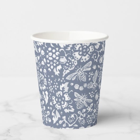 blauw-witte bijen papieren bekers (Links)