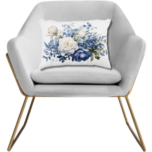 Blauw Witte Bloem Bloemen Waterverf Elegant Accent Kussen