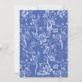 Blauw Witte Bloem Chinoiserie Boog Bruiloft Feest Kaart (Achterkant)