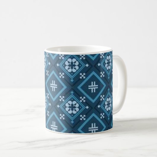 Blauw witte bloem mok (Voorkant rechts)