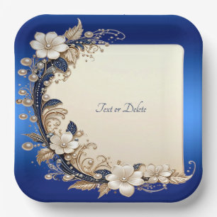 Blauw Witte Bloem Versiering Papieren Bord