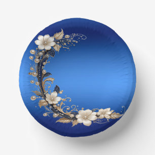 Blauw Witte Bloem Versiering Papieren Kommen