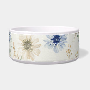 Blauw Witte Bloem Voerbakje