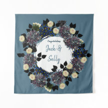 Blauw-witte bloemen bruiloft achtergrond