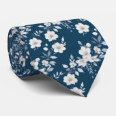 Blauw Witte Bloemen Bruiloftsbruidsschat Bruidssch Stropdas (Opgerold)