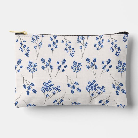 Blauw-witte Bloemen Cosmetische Zak Etui (Voorkant)