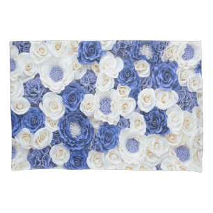 Blauw Witte Bloemen Elegante Girly Kussensloop