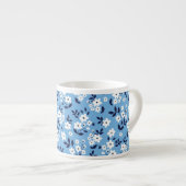Blauw, witte bloemen: espresso kop (Voorkant rechts)