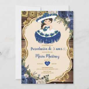 Blauw-witte bloemen Presentación de Tres Años Kaart