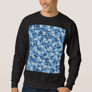 Blauw, witte bloemen: trui