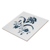 Blauw-witte bloemenprint tegeltje (Zijkant)