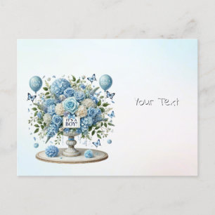Blauw Witte Bloemenvaas Ansichtkaart Briefkaart
