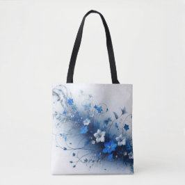 Blauw-witte bloemenwijnstok draagtas