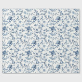 Blauw Witte Bloemige Bruidsmeisjesborrel Cadeaupapier (Vlak)