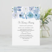 Blauw Witte Bloemige In Lieve Herinnering Service  Programma (Staand voorkant)