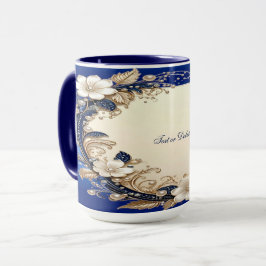 Blauw Witte Bloemige Mok