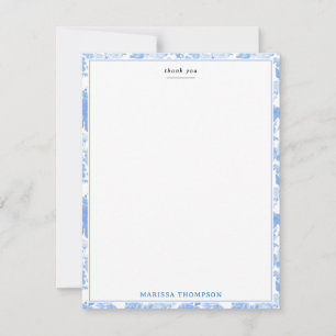 Blauw Witte Bloemrozen Franse Chinoiserie Patroon Bedankkaart