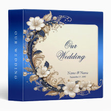 Blauw Witte Bloemversiering Albumringband