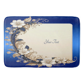 Blauw Witte Bloemversiering Badmat