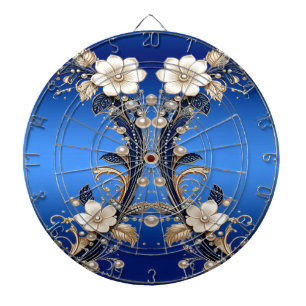 Blauw Witte Bloemversiering Dartbord