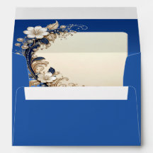 Blauw Witte Bloemversiering Envelop