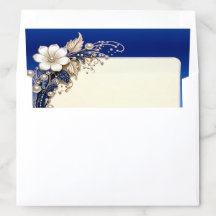 Blauw Witte Bloemversiering Envelope Voering