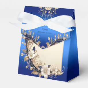 Blauw Witte Bloemversiering Favor Doos Bedankdoosjes