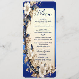 Blauw Witte Bloemversiering Menu