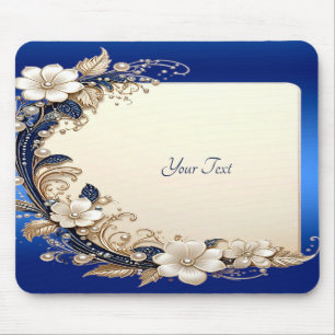 Blauw Witte Bloemversiering Muismat