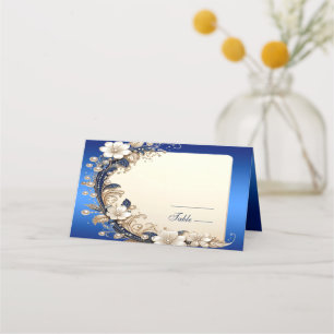 Blauw Witte Bloemversiering Plaatskaart