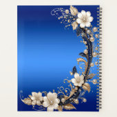 Blauw Witte Bloemversiering Planner (Achterkant)