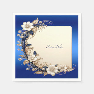 Blauw Witte Bloemversiering Servet