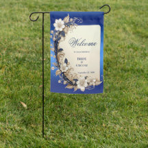 Blauw Witte Bloemversiering Tuin Vlag