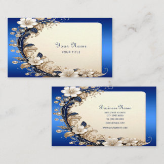 Blauw Witte Bloemversiering Visitekaartje