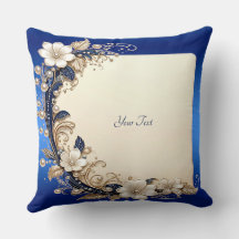 Blauw Witte Bloemversiering Worp Kussen