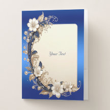 Blauw Witte Bloemversiering Zakmap