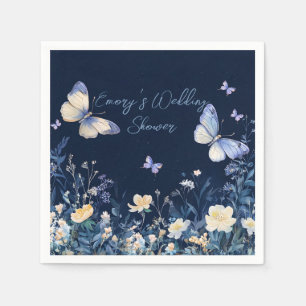 Blauw-witte Bloemvlinders Trouwdouche Servet