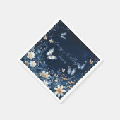 Blauw-witte Bloemvlinders Trouwdouche Servet (Hoek)