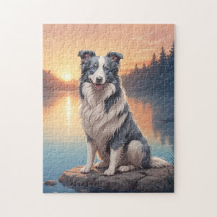 Blauw-witte Border Collie Legpuzzel
