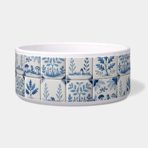 Blauw-witte bosland tegel katten- of hondenbak voerbakje